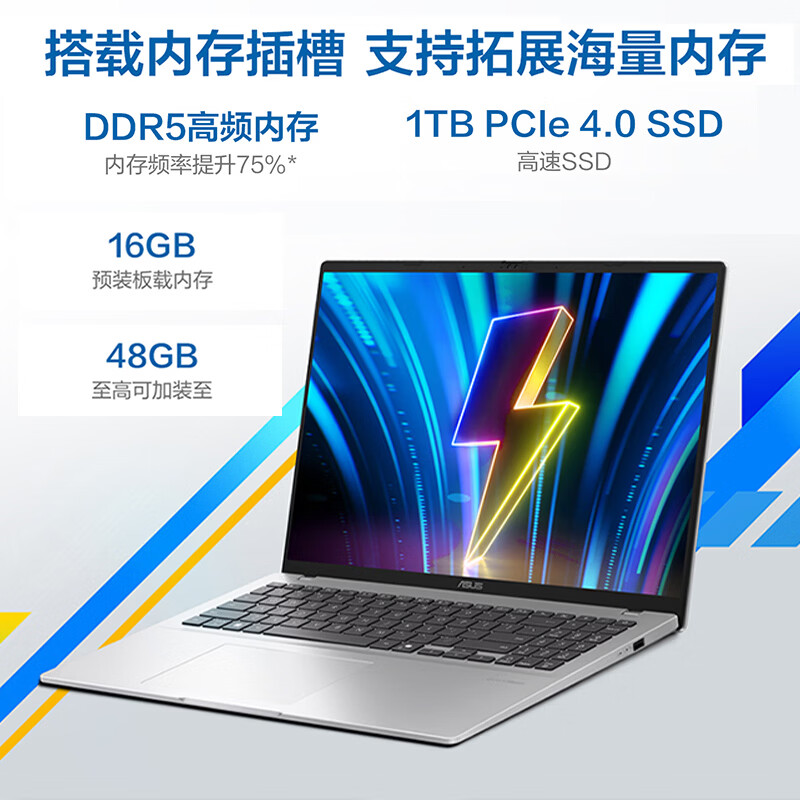 华硕无畏16 二代酷睿Ultra5 2.5K亮彩护眼长续航高性能AI轻薄笔记本电脑(225H 16G 1T)高清大图