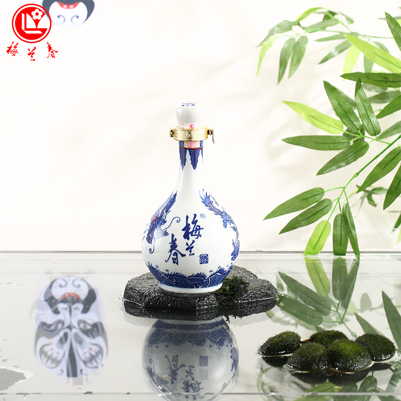 梅兰春 46度龙瓶青花龙 500ml 6瓶整箱装 芝麻香型白酒 20年陈酿 中华老字号[新旧包装随机发]
