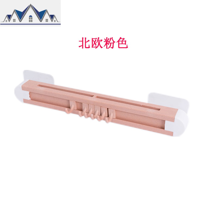 免打孔麦秸秆挂式厨房插刀架锅铲挂钩无痕壁挂置物架_1_57 北欧粉色