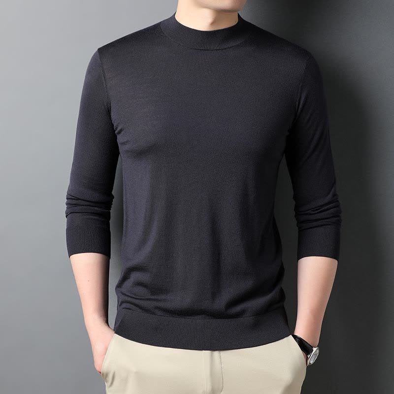 免费试穿 精纺山羊绒圆领中青年纯羊毛绒衫品牌毛衣秋冬装保暖羊毛针织衫商务休闲百搭打底100纯羊毛衫套头羊绒衫男士毛衣男图片