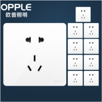 OPPLE k05 开关插座面板家用暗装墙壁五孔纯平圆角86型墙式开关 白色 五孔(十只装)