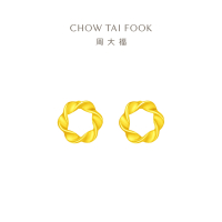周大福百搭麦穗扭纹花环足金黄金耳环女计价(工费:220元)EOF780送礼七夕礼物