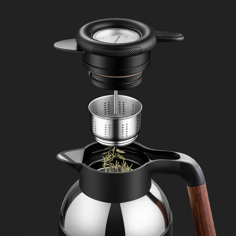 焖大师时光印记保温茶壶SG1800保温壶316不锈钢茶水分离机械温显