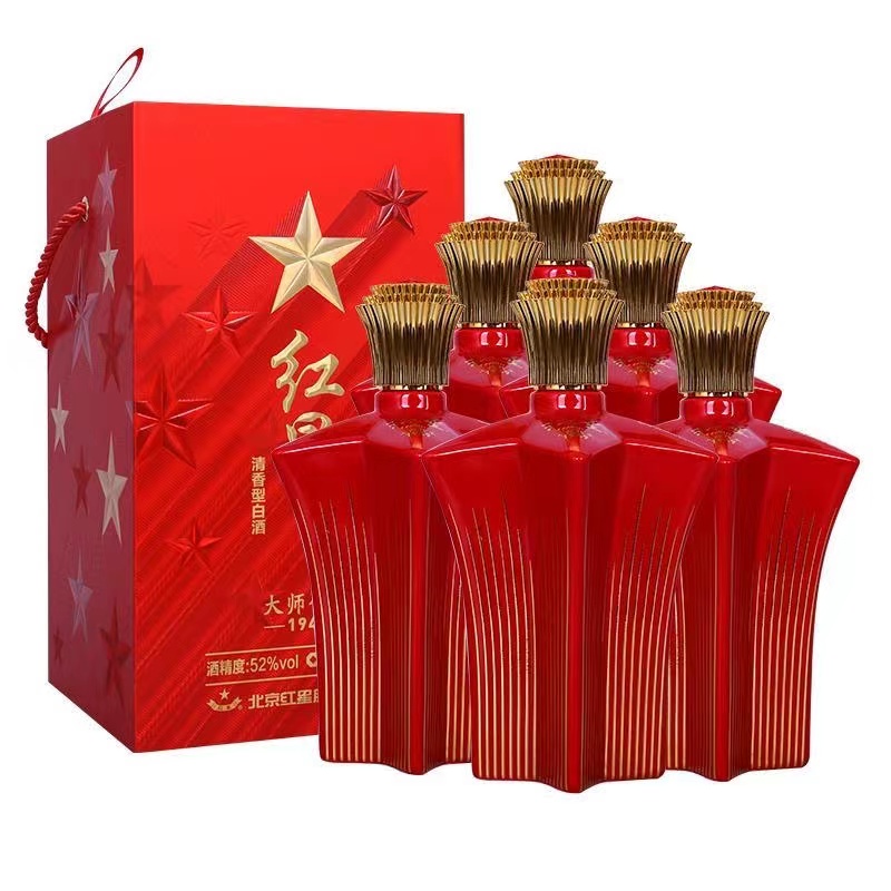 红星二锅头大师传承1949清香型52度500ml*6瓶盒装宴请送礼白酒高清大图
