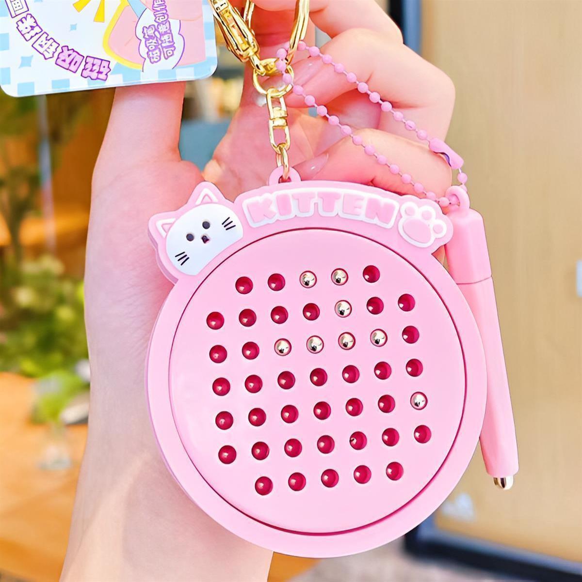猫猫趣味磁吸钢珠画板解压钥匙扣卡通创意玩具闺蜜情侣包包挂件-【1个】黄色