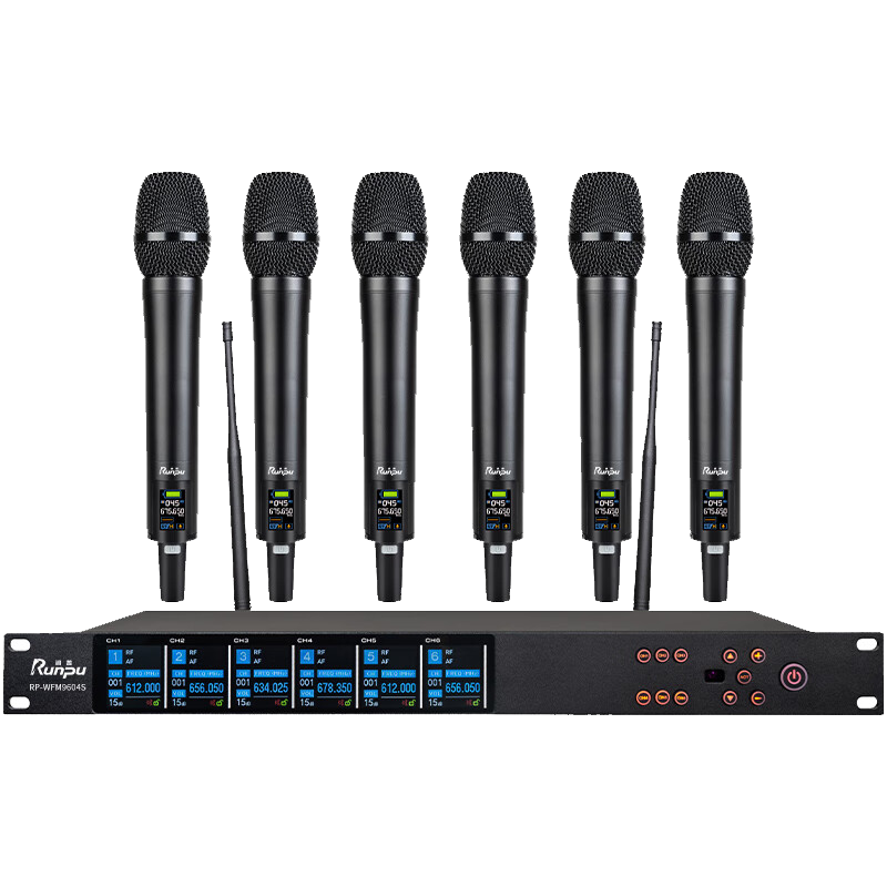 润普专业会议话筒 自动红外线对频 无线一拖六手持式麦克风 RP-WTFT616S高清大图