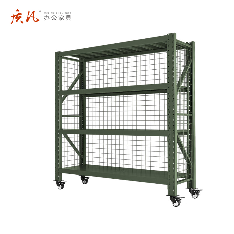 质凡钢制军绿带网带轮中型货架ZF-hj248承重300kg 2000*500*2000 组高清大图