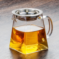 苏氏陶瓷透明玻璃公道杯家用耐热功夫茶具配件带不锈钢茶漏加厚