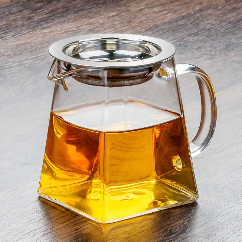 苏氏陶瓷透明玻璃公道杯家用耐热功夫茶具配件带不锈钢茶漏加厚