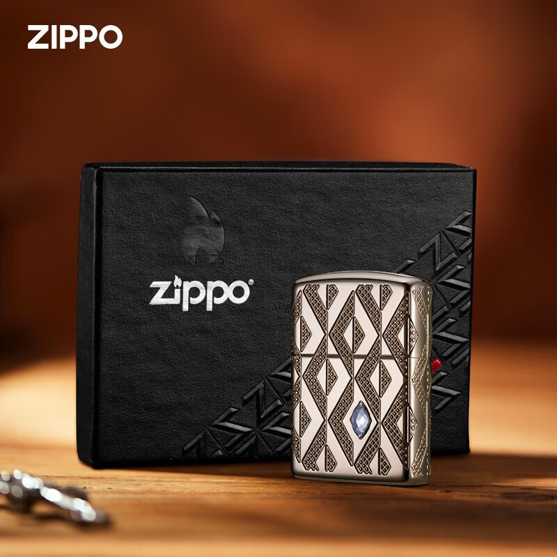 [苏宁自营]打火机zippo正版蔷薇水晶礼盒套装原装防风煤油男士创意礼物男友