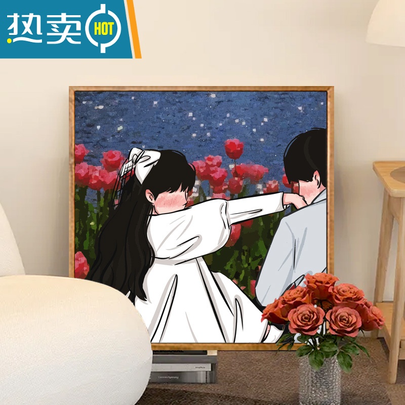 敬平数字油画diy油彩画手工填充温柔客厅装饰画手绘填色挂画礼物装饰画高清大图