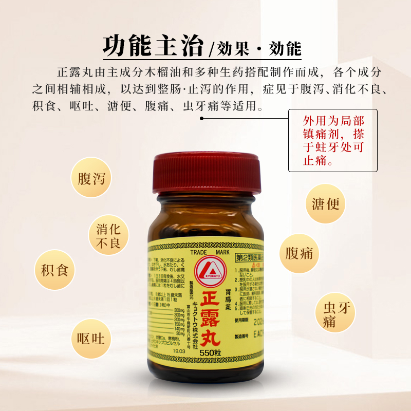 Kyokuto 正露丸 550粒 日本正露丸胃药胃痛胃酸过多胃胀消化不良胃炎胃疼药 膳食营养补充剂