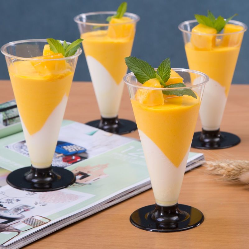 一次性冰淇淋慕斯杯185ml高脚塑料杯果冻甜品布丁杯100只透明底28