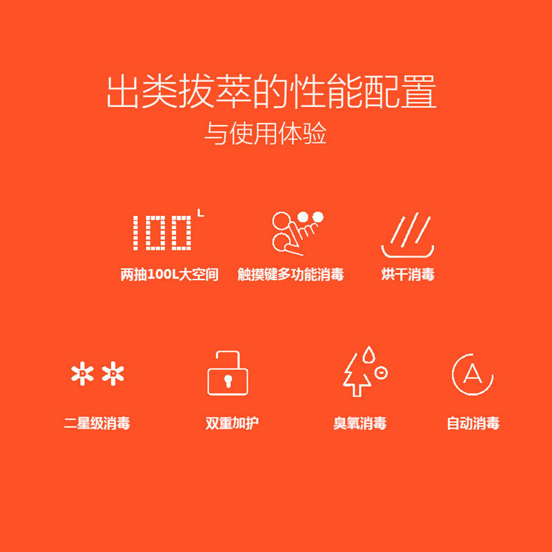洁得 ZTD-100-X12 高温臭氧两门家用嵌入式大容量消毒柜(二星)(不含安装)