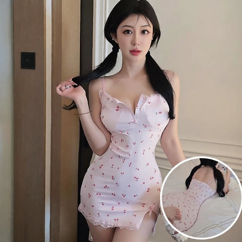 长夜漫漫情趣内衣性感镂空蕾丝睡裙女辣妹心机碎花吊带短裙女2129 2129款(粉色) 均码(80-130斤)