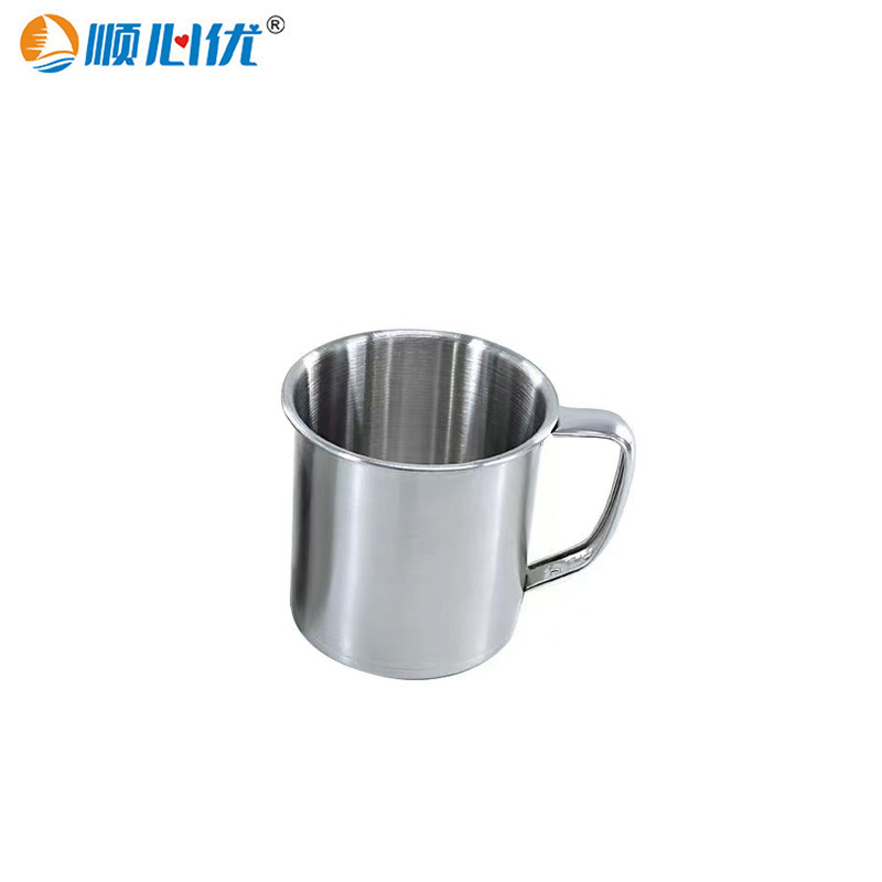 顺心优 304不锈钢水杯 口杯 手柄办公室茶杯 7cm200ml不带盖/个高清大图