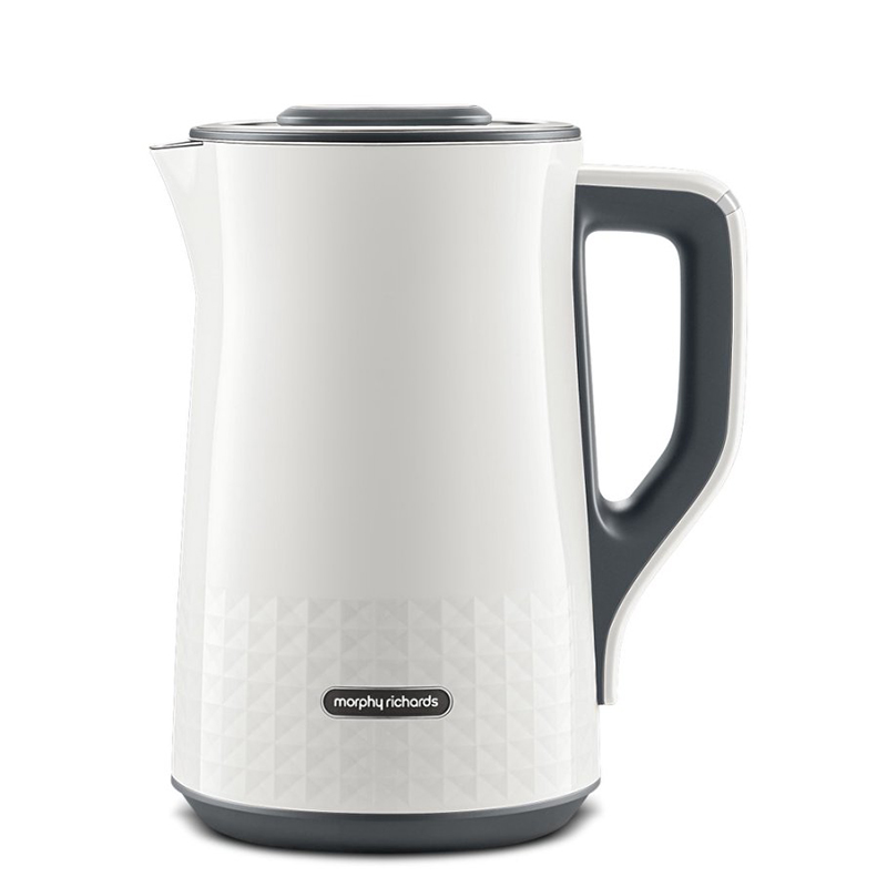 摩飞电器(MORPHY RICHARDS)双层电热水壶 1.5L不锈钢实时显温 MR6071 白色 / 台