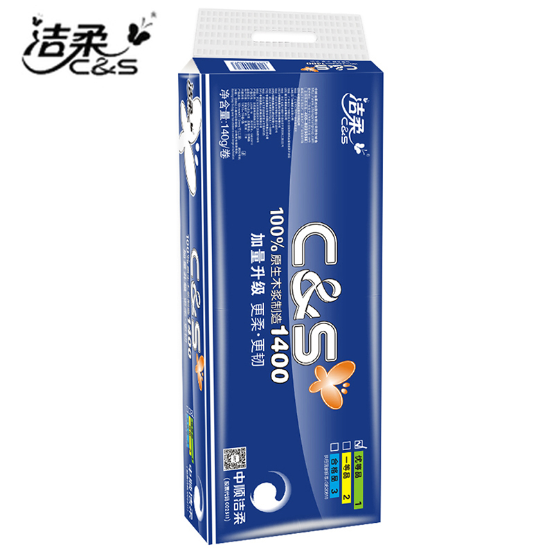 洁柔 JJ056-18 蓝精品140克三层卷纸 10卷*6提/箱