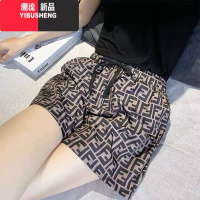 YIBUSHENG港味休闲运动短裤女季薄款高腰宽松显瘦碎花短裤直筒阔腿打底瘦 2XL 图片色