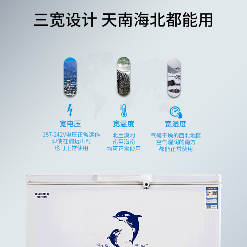 澳柯玛(AUCMA) BC/BD-390SH,N 390升-26℃度家用商用大容量冷柜饭店后厨冷冻断电保温带门锁
