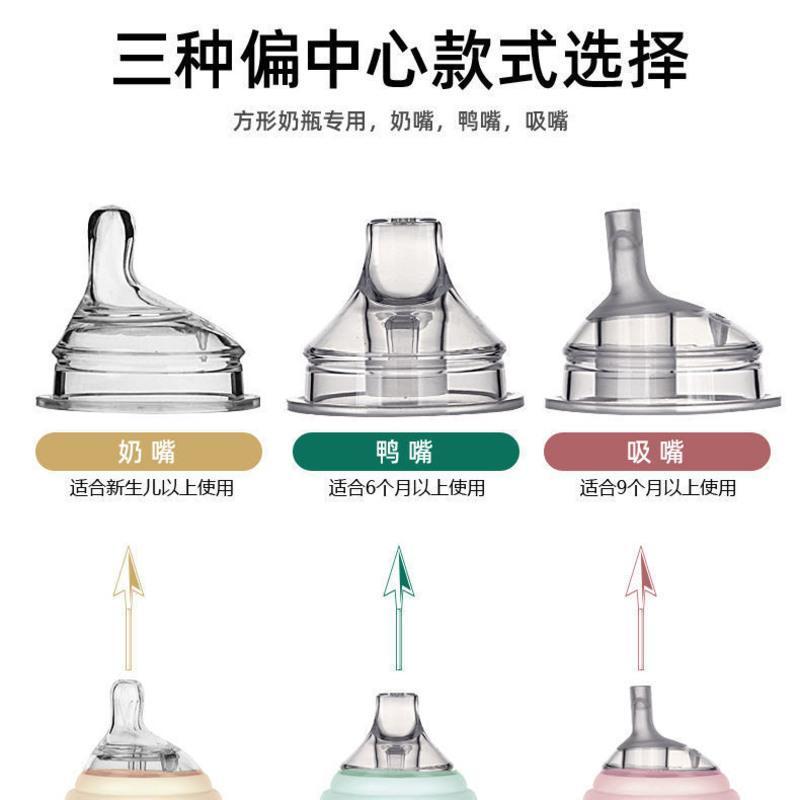 方形奶嘴鸭嘴吸管吸嘴硅胶扁头奶嘴6cm偏中心奶嘴方形奶瓶配件 第一阶段(0-3个月)S码 (原装正品)1个装