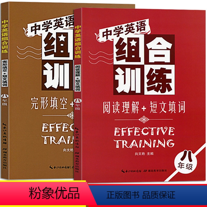 [正版]新版 2册 中学英语组合训练 八年级 完形填空/短文填词/阅读理解 人教版初中二年级必考英语阅读组合训练 八年