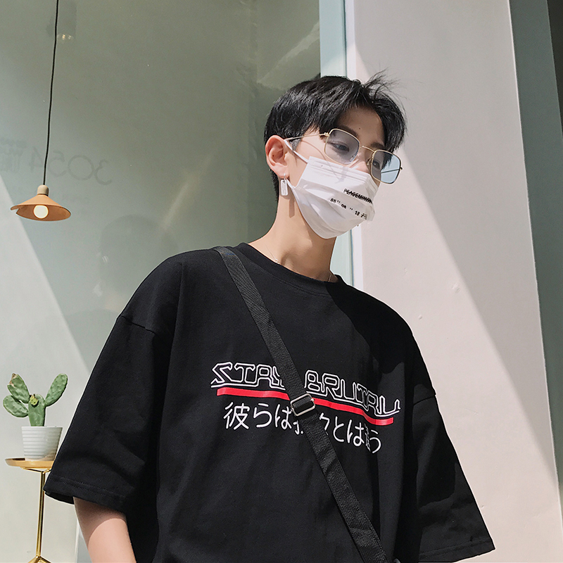 夏款男士短袖圆领T恤上衣时尚半截袖青少年韩版体恤BF风男装半袖