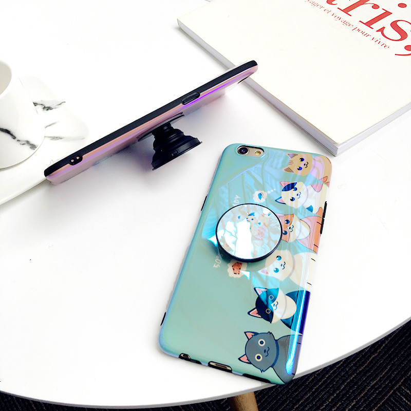 适用蓝光猫爪iphonex手机壳6s/i7可爱少女款气囊支架8plus保套