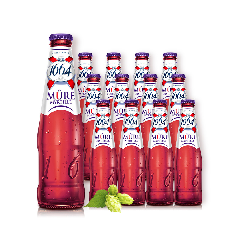 法国原装进口克伦堡1664蓝莓果味果啤250ml*12瓶装