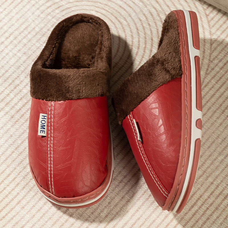 防水棉拖鞋女冬季室内家居保暖加绒棉鞋男防滑情侣毛拖 鞋厚底家用高清大图