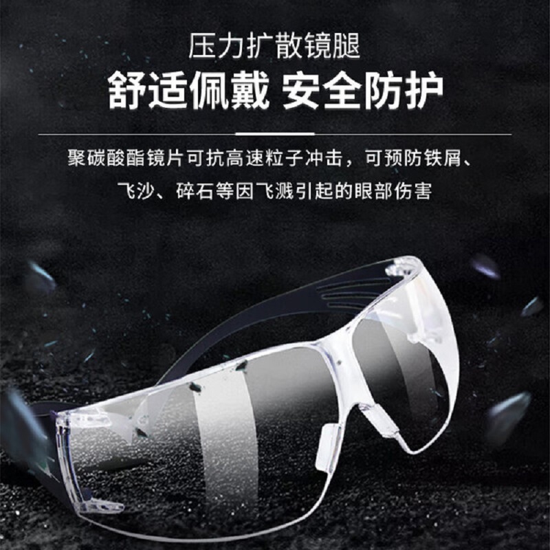 3MSF201AF防冲击眼镜舒适透明色防雾镜片护目镜防风防刮擦高清大图