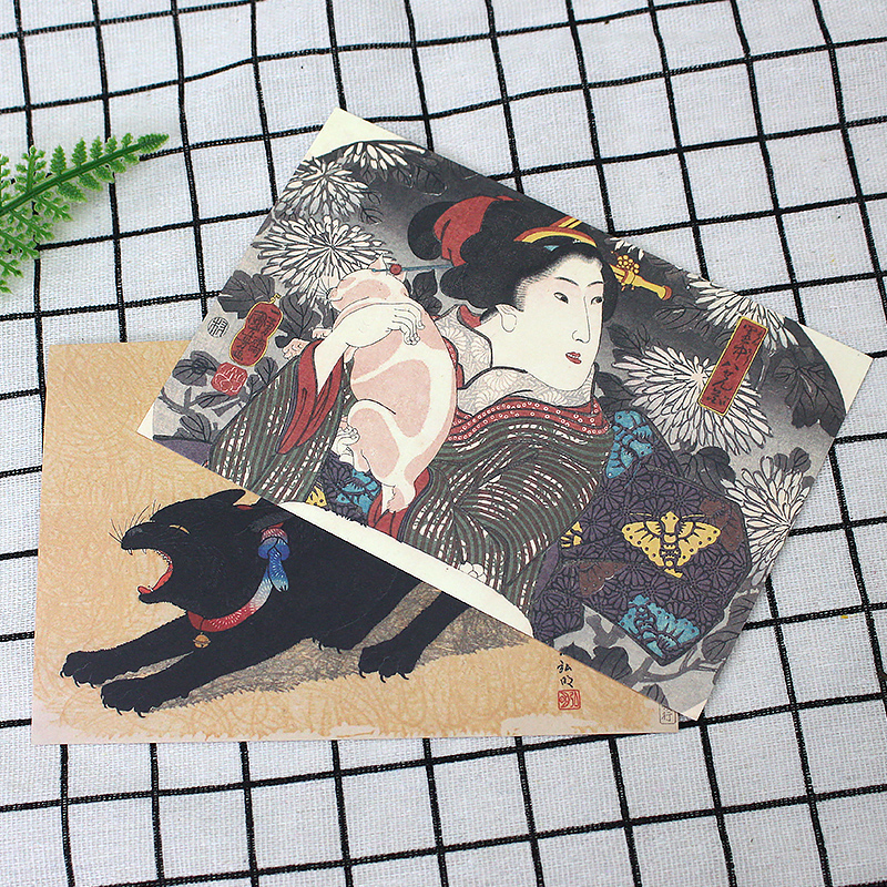 [正版]《浮世绘の猫》版画卡收藏礼盒 艺术美术日本浮世绘世界名画绘画作品集 观看猫的100种画法高清大图