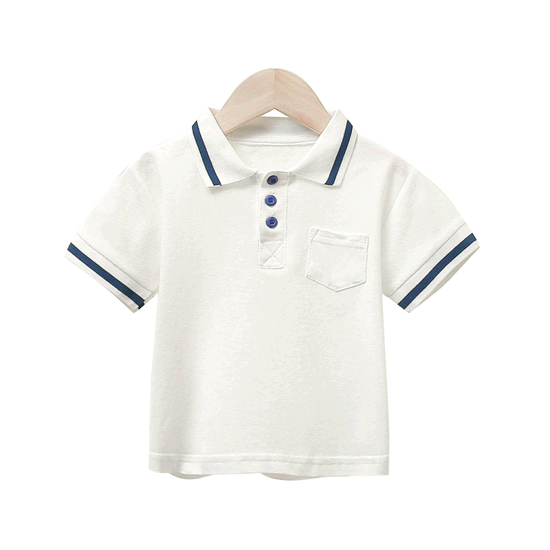 男童polo衫婴童装短袖翻领夏装宝宝条纹保罗衫韩版中小童儿童t恤白色