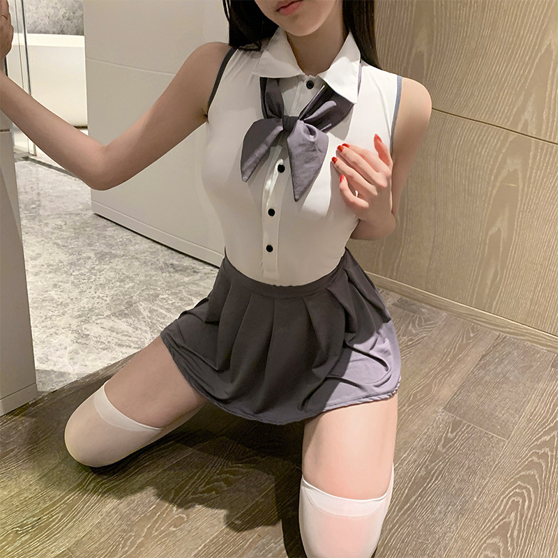 九里晴川百褶制服性感连衣裙女内衣打底修身ins免脱成人用品 TZ033 均码_259高清大图