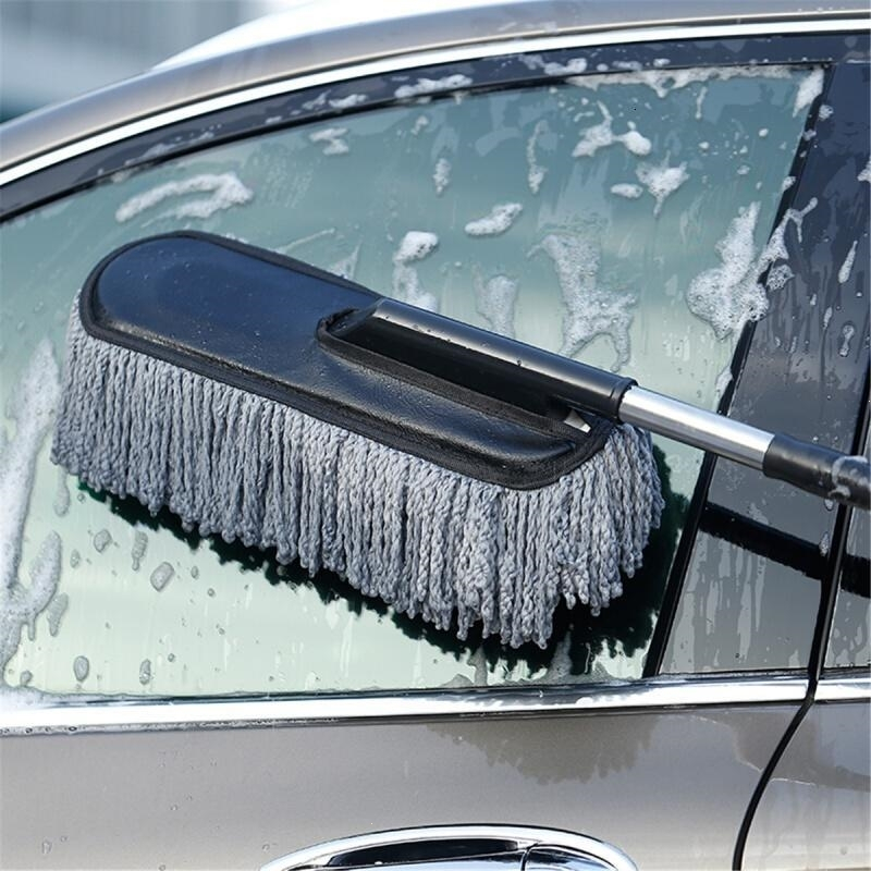 汽车洗车拖把洗车蜡拖二合一可折叠式刷子软毛除尘掸子伸缩旋转擦车