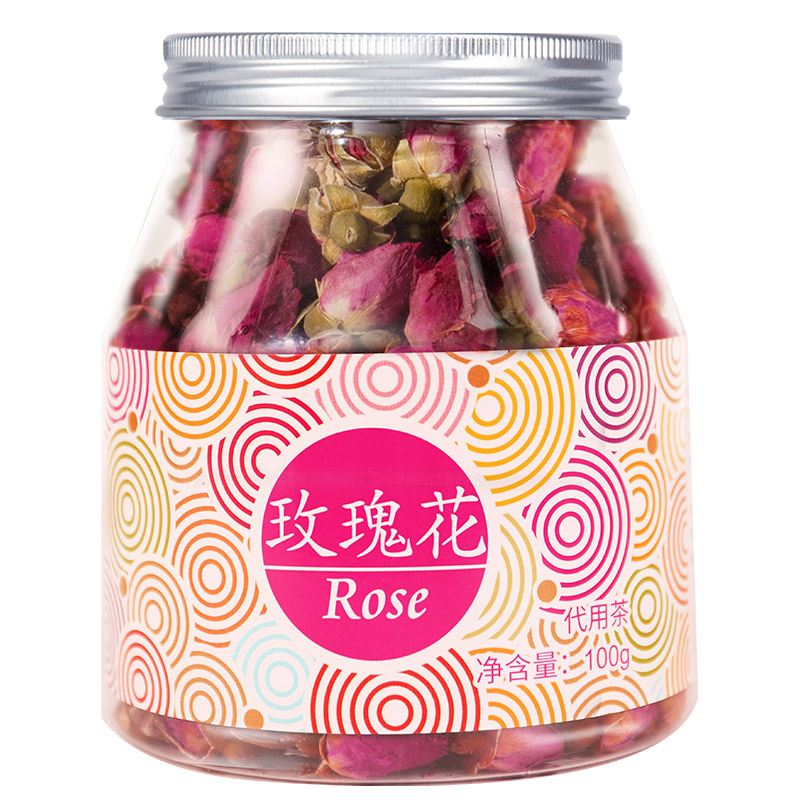 虎标玫瑰花茶100g 玫瑰花草茶非特级玫瑰花茶 天然玫瑰花草茶罐装高清大图
