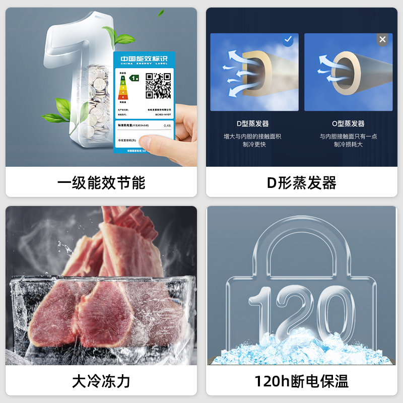 美菱(MELING) 201升卧式单温冷柜苏宁自营 白色新款多档调温减霜抑菌 一级能效商用家用小冰柜迷你柜顶开门冰柜