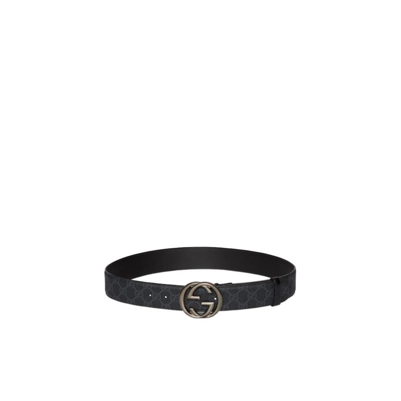 古驰(GUCCI)互扣式G扣钌五金男装皮革宽版4cm休闲商务腰带