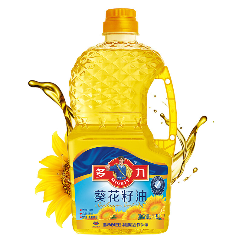 多力葵花籽油1.8L 食用油小包装油 含维生素e(新老包装随机发货)