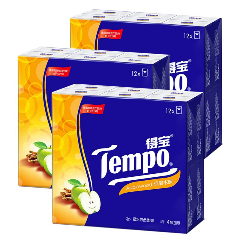 得宝(Tempo) 迷你型4层手帕纸3xT0142F 36包
