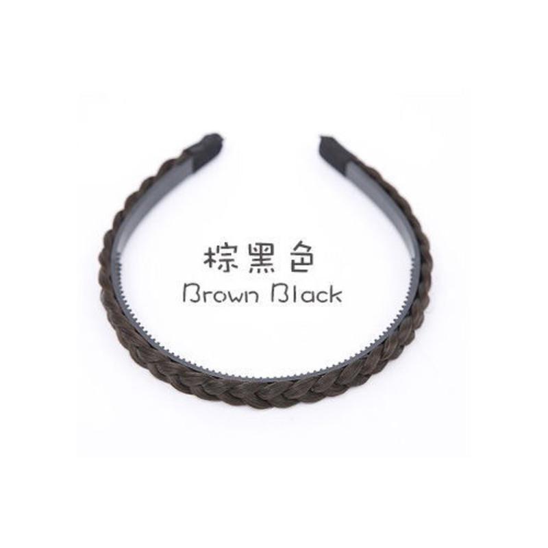 日常小饰品麻花辩头箍洗脸发箍日韩假发辫子发饰发卡头发防滑带齿 自然黑不带刘海