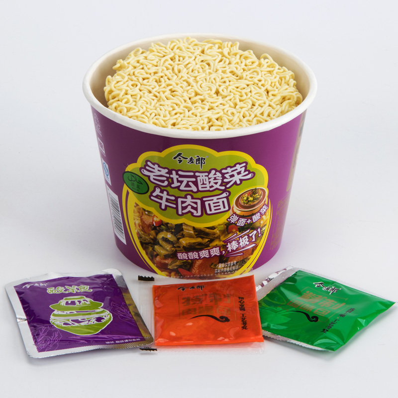 今麦郎 清真老坛酸菜桶装方便面泡面整箱12桶 120g*12