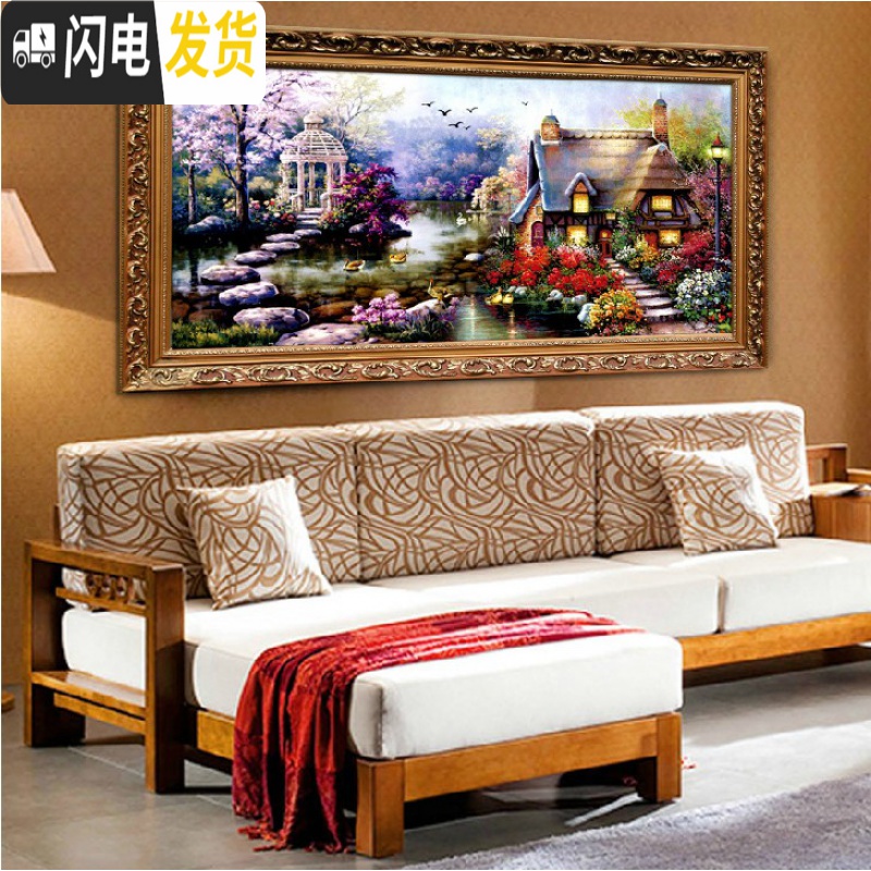 三维工匠蒙娜丽莎十字绣2019新款线绣满客厅卧室山水画风景2018小件小幅 [丝线-3股绣]170*90厘米[只做精品]高清大图