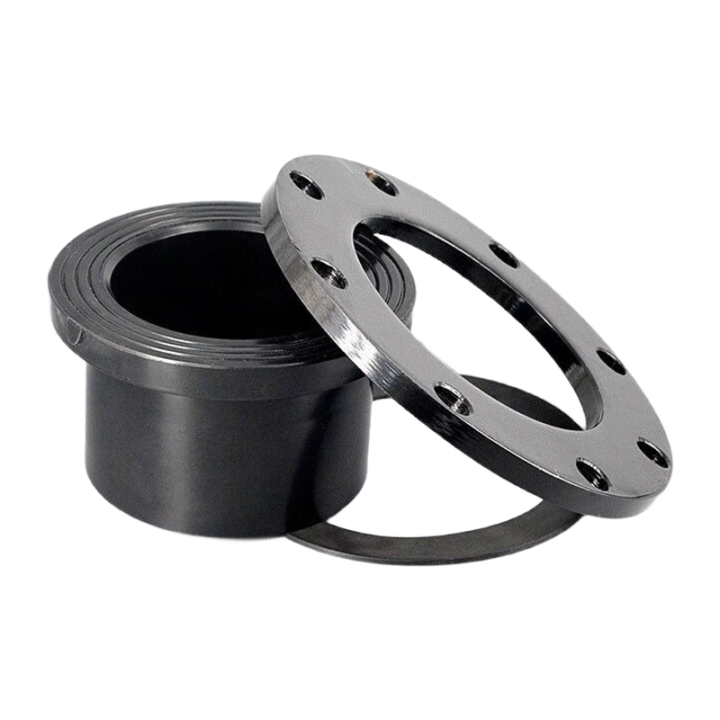 鸣固 PE黑色对接式法兰头 法兰根 法兰片皮圈螺丝 50-400规格齐全 PE对接式355法兰头(1.6PN)