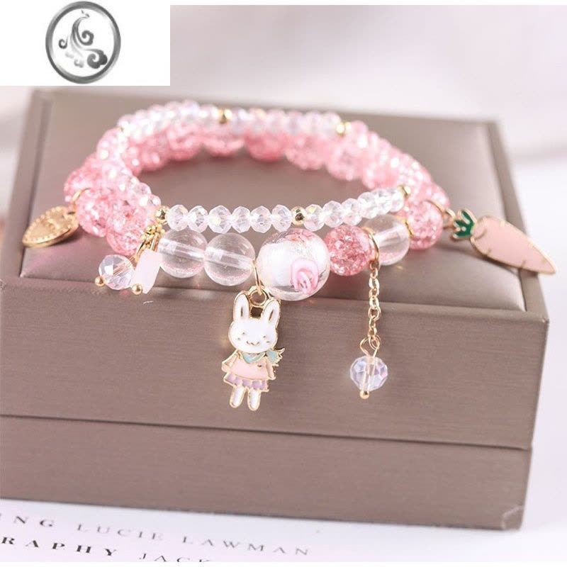 JiMi新款女童手链女可爱爆花水晶手串小女孩公主少女手环网红手镯饰品图片