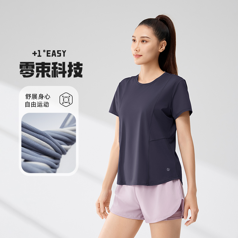 361°运动T恤女士夏季透气新款冰感宽松上衣健身速干衣圆领短袖高清大图
