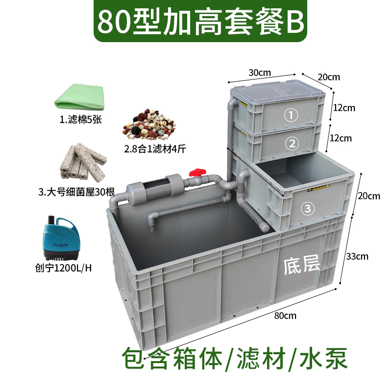 龟箱乌龟缸周转箱沼泽过滤箱水道生态缸内循环净水鱼龟混养滴流盒