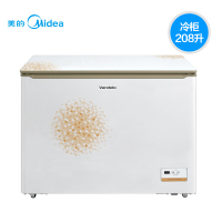 美的（Midea） 208升 卧式单温冷柜 冷冻冷藏一室冰柜 家用顶开式卧式冷柜 BD/BC-208KEV 白色