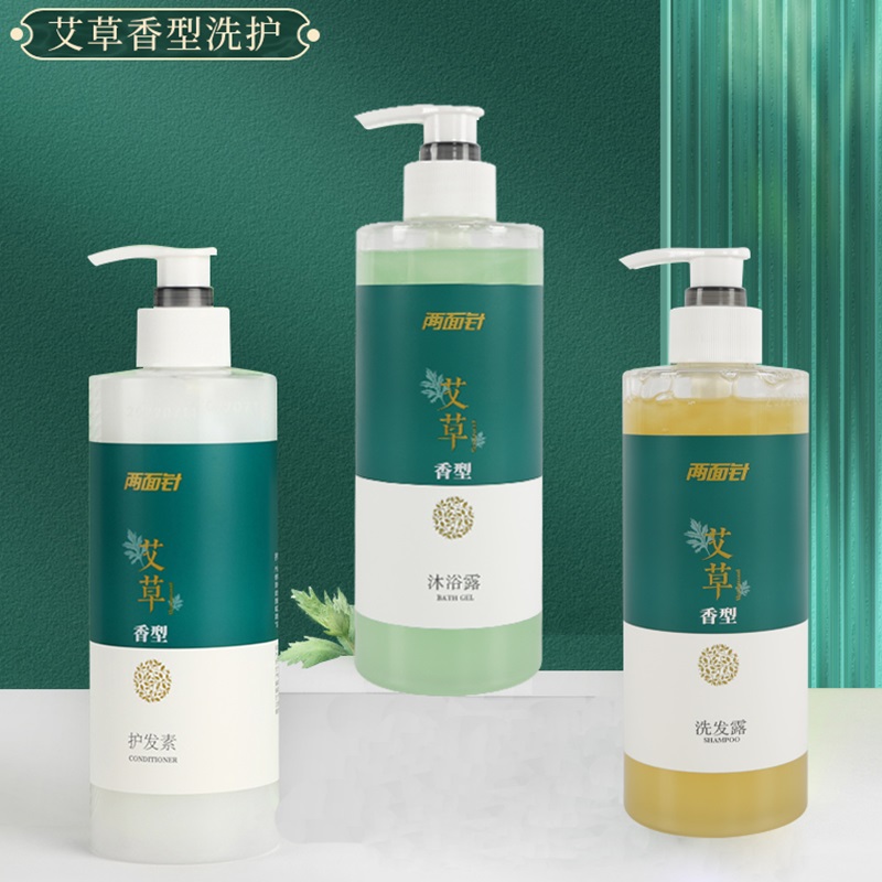两面针艾草香型洗护礼盒套装洗发露400ml+沐浴露400ml+护发素400ml高清大图