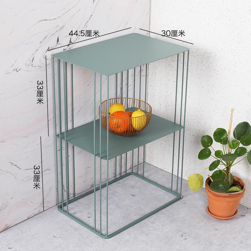 森美人北欧小茶几现代简约轻奢边几柜小窄高金色u型铁艺置物架多功能 绿色长方形双层边几